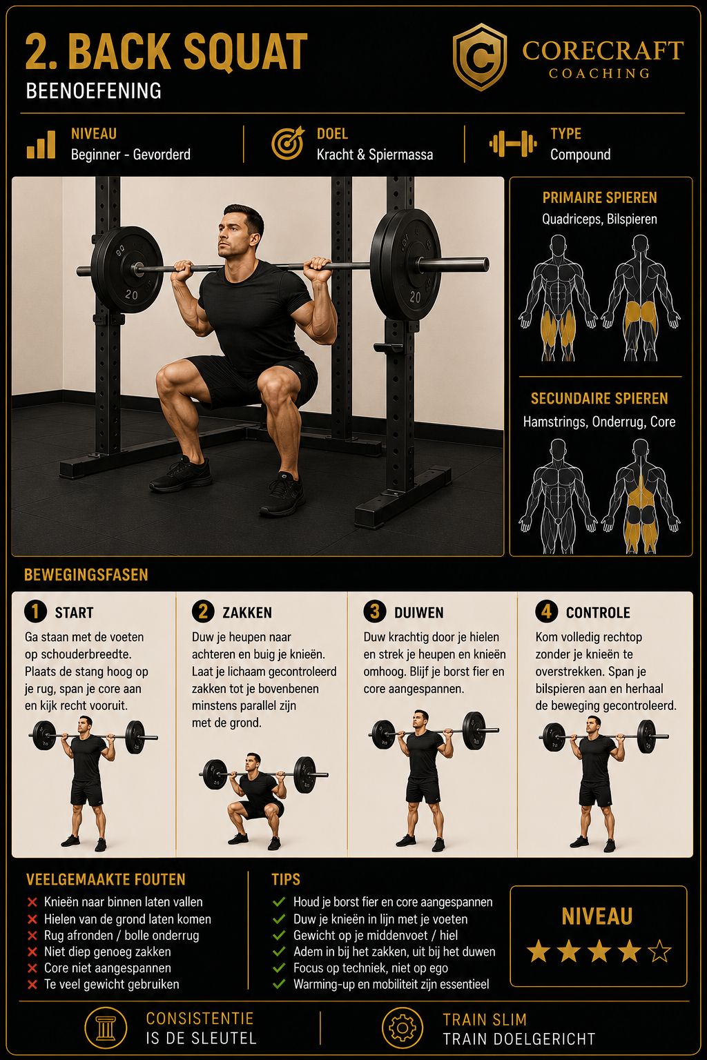 Geïllustreerde techniekgids voor Back Squat